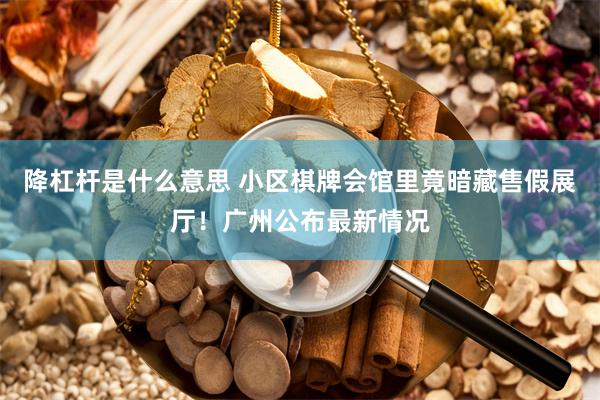 降杠杆是什么意思 小区棋牌会馆里竟暗藏售假展厅！广州公布最新情况